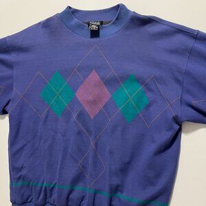 Etonic Golfwear Sweater Vintage Golf Argyle w/ Nylon Liner Purple Men's size XL